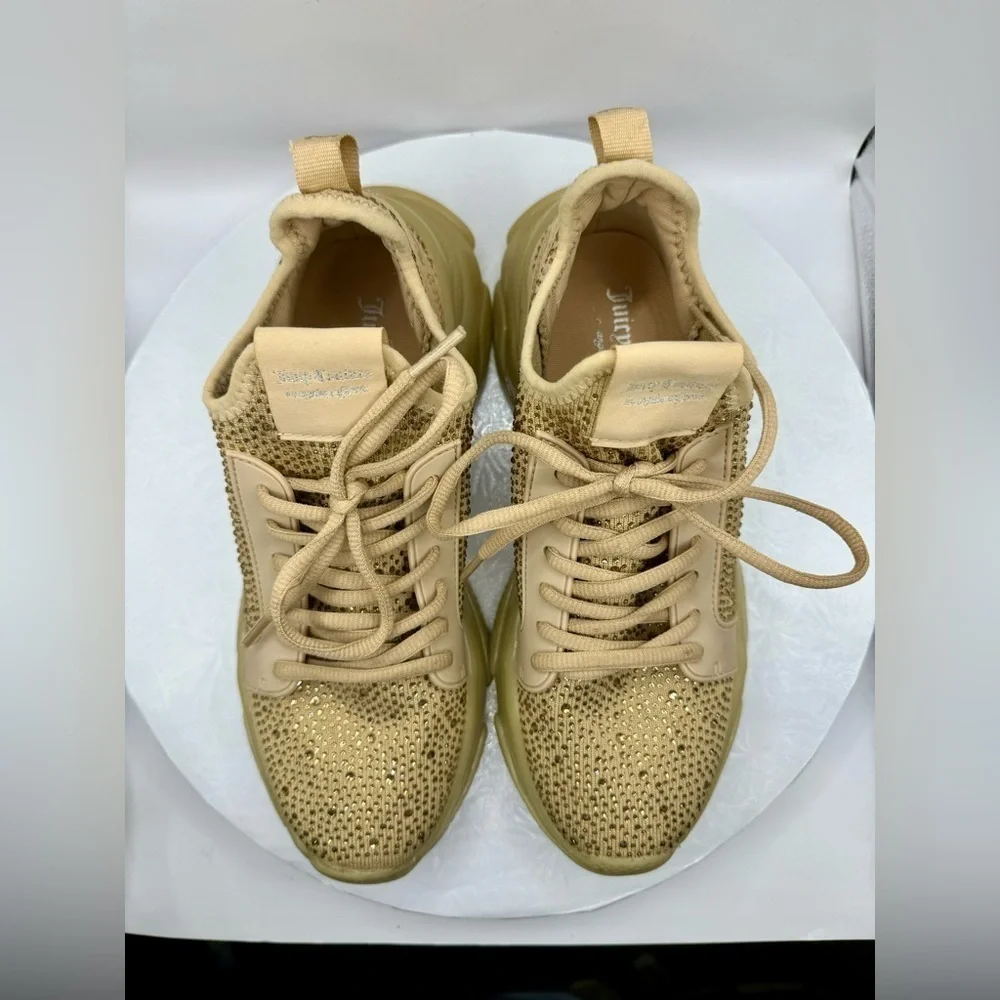 Juicy Couture Adana Natural‎ Rhinestone Lace Up Sneakers Women's Size Size 7.5